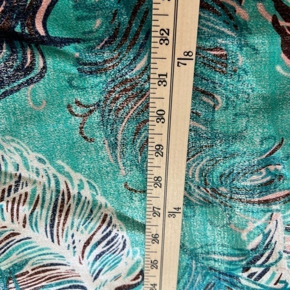 Kate Spade Regal Plumes Feather Print Shift Teal with Platinum Sheen Mini Dress - Picture 11 of 17